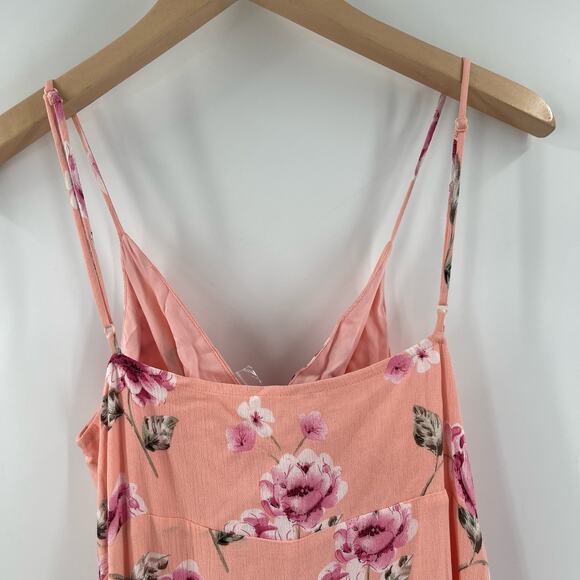 PROMESA Dress Size Medium NWT Floral Peach Button Down Tie Mini Boutique - Picture 8 of 16
